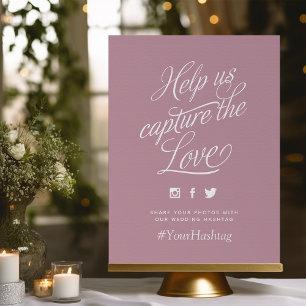 Mauve Personalised Wedding Hashtag Sign