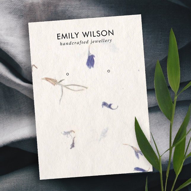 MAUVE PETAL HANDMADE PAPER  STUD EARRING DISPLAY BUSINESS CARD (Creator Uploaded)