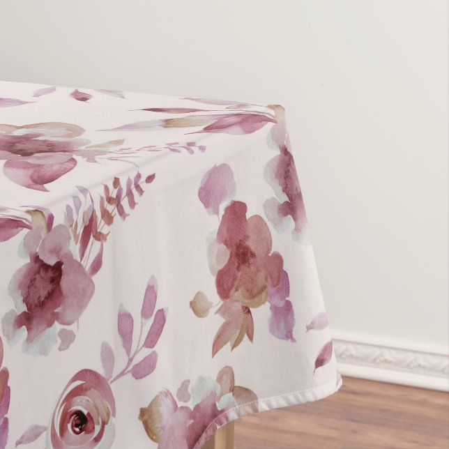 Mauve Pink Elegant Floral Chic Girl's Baby Shower Tablecloth (In Situ)