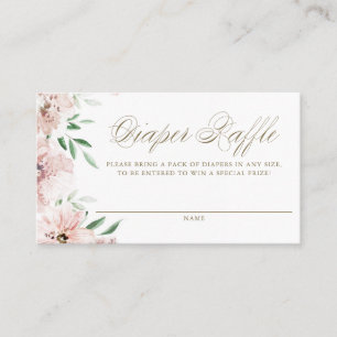 Mauve Pink Floral Baby Shower Diaper Raffle Card