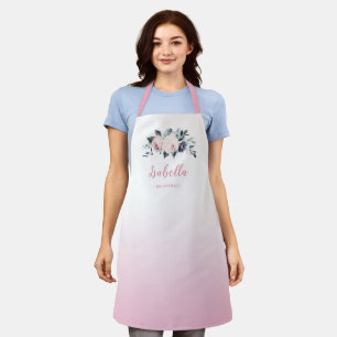 Mauve pink floral personalised bridesmaid apron
