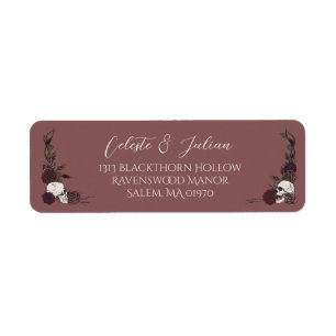 Mauve Pink Floral Skull Gothic Return Address