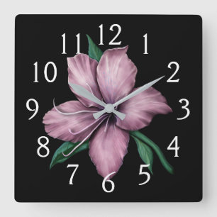 Mauve Pink Lily Square Wall Clock