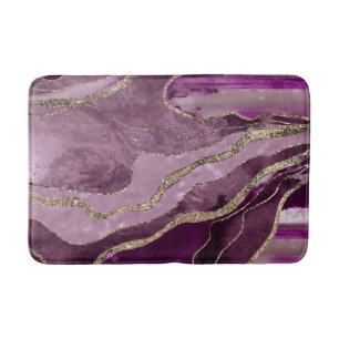 Mauve Pink Marble Agate Gold Glitter Glam #1  Bath Mat