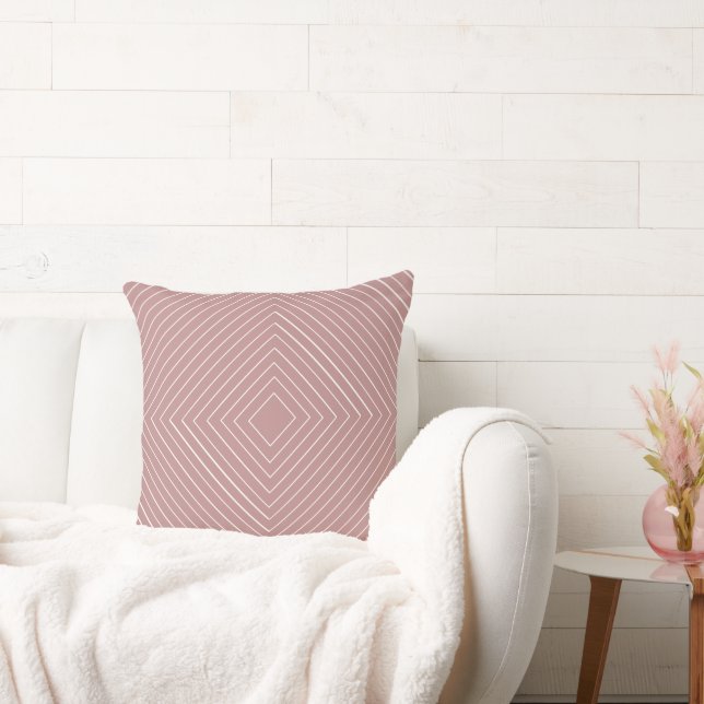 Mauve Pink Nested Thin White Squares Tribal Cushion (Couch)