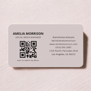 Mauve Pink QR Code Business Card