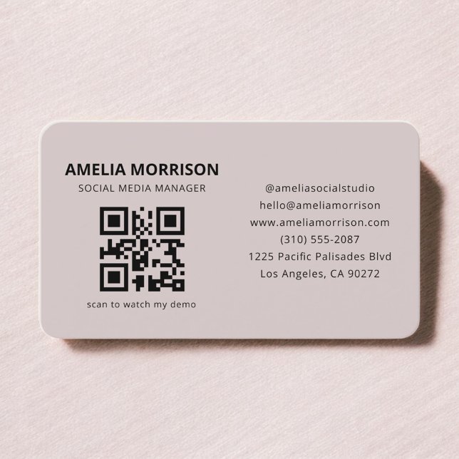 Mauve Pink QR Code  Business Card (Creator Uploaded)