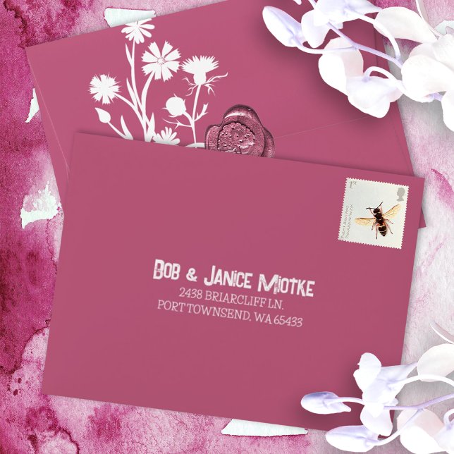 Mauve Pink, Small Pre-Addressed Bat Mitzvah RSVP Envelope (mauve pink red bat mitzvah rsvp card envelopes smaller envelopes for reply enclosure cards)