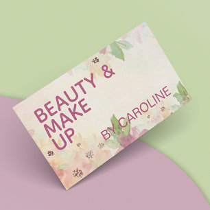 Mauve Pink Taupe Floral Green Foliage Watercolor Business Card