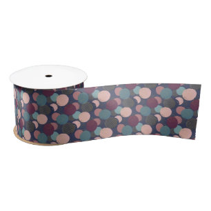 Mauve Pink Teal Sphere  – Modern Geometric Satin Ribbon