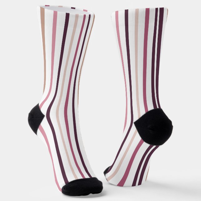Mauve Pink Vertical Stripes Socks (Angled)