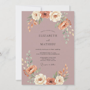 Mauve Poetic Autumnal Wedding Invitation