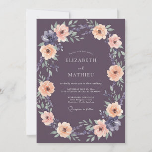 Mauve Poetic Floral Wedding Invitation