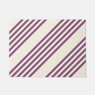 Mauve purple and beige five stripes pattern doormat