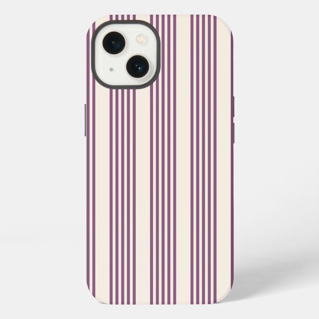 Mauve purple and beige five stripes pattern iPhone case (Back)
