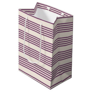 Mauve purple and beige five stripes pattern medium gift bag
