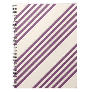 Mauve purple and beige five stripes pattern notebook