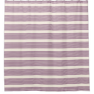 Mauve purple and beige five stripes pattern shower curtain