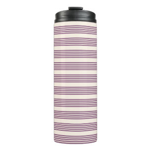 Mauve purple and beige five stripes pattern thermal tumbler
