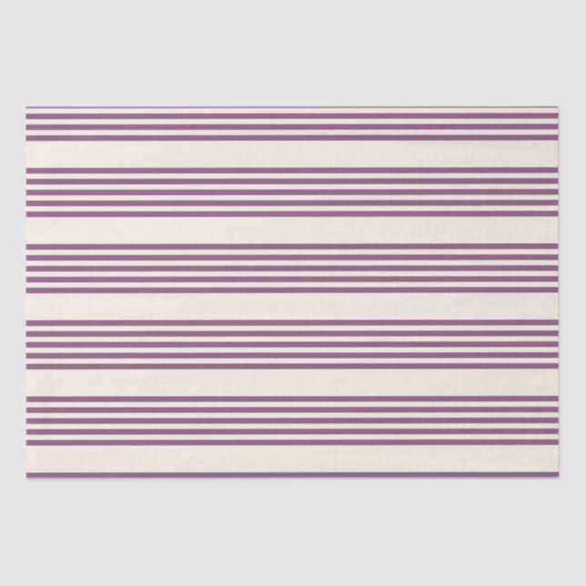 Mauve purple and beige five stripes pattern tissue paper (Front)
