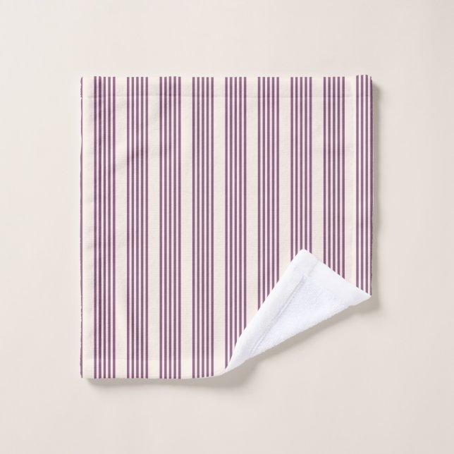 Mauve purple and beige five stripes pattern wash cloth (Wash Cloth)