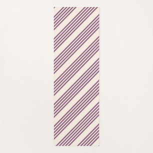 Mauve purple and beige five stripes pattern yoga mat