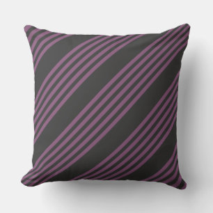 Mauve purple and charcoal five stripes pattern cushion