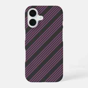 Mauve purple and charcoal five stripes pattern iPhone 16 case