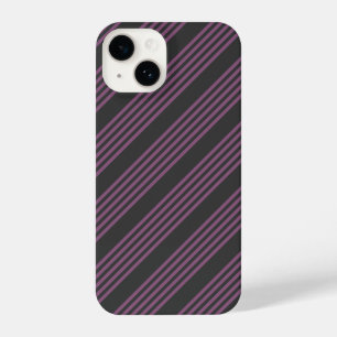 Mauve purple and charcoal five stripes pattern iPhone 14 case