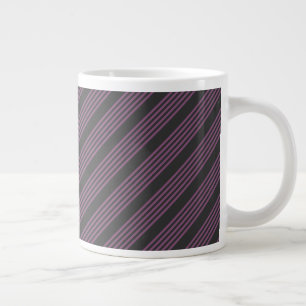 Mauve purple and charcoal five stripes pattern large coffee mug