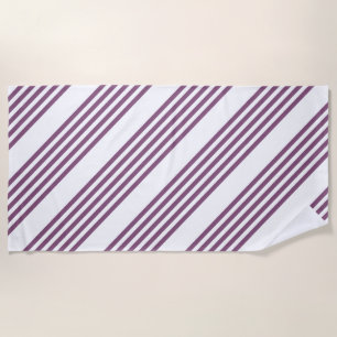 Mauve purple and white five stripes pattern beach towel