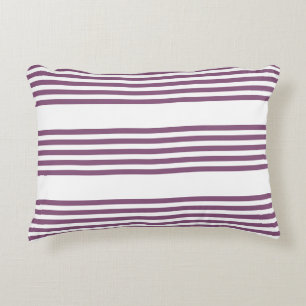 Mauve purple and white five stripes pattern decorative cushion