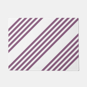 Mauve purple and white five stripes pattern doormat