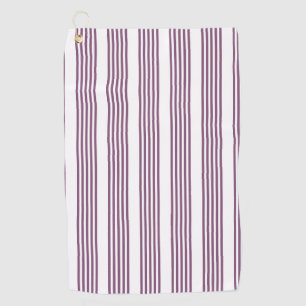 Mauve purple and white five stripes pattern golf towel