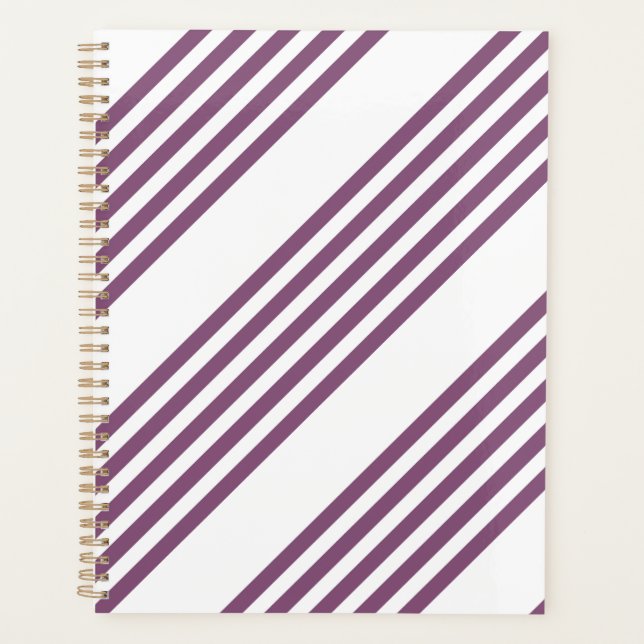 Mauve purple and white five stripes pattern planner (Front)