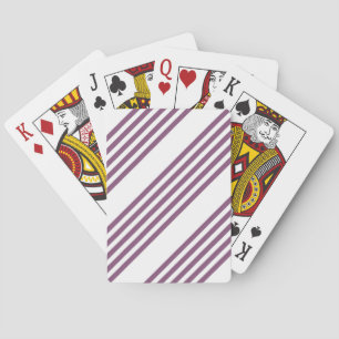Mauve purple and white five stripes pattern playing cards