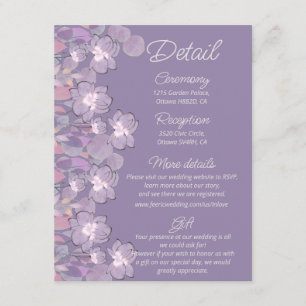 Mauve purple blush floral wedding details enclosure card