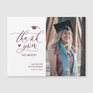 Mauve Purple Minimalist Photo Graduation Thank You
