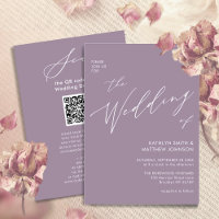 Mauve Purple QR Code All In One Modern Wedding