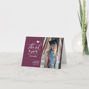 Mauve Purple Script Minimalist Photo Graduation Thank You Card