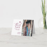 Mauve Purple Script Minimalist Photo Graduation