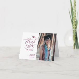 Mauve Purple Script Minimalist Photo Graduation Thank You Card
