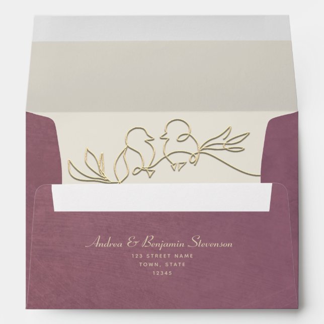 Mauve Purple Wedding  Envelope (Back (Bottom))