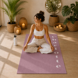 Mauve purple wellness minimalist personalised yoga mat