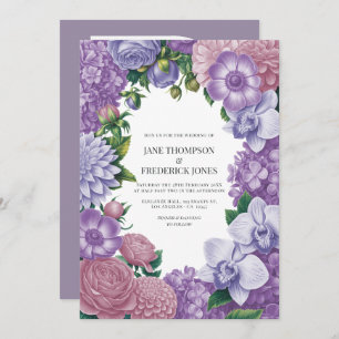 Mauve Quartz, Dusty Peony & Frosted Lilac Wedding Invitation