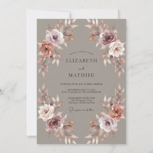 Mauve Refined Autumnal Wedding Invitation