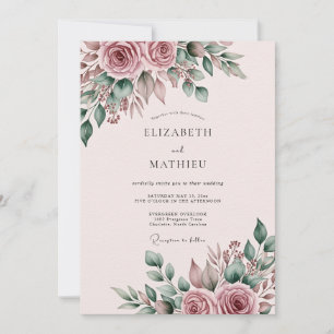 Mauve Refined Botanical Wedding Invitation
