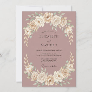 Mauve Romantic Floral Arch Wedding Invitation