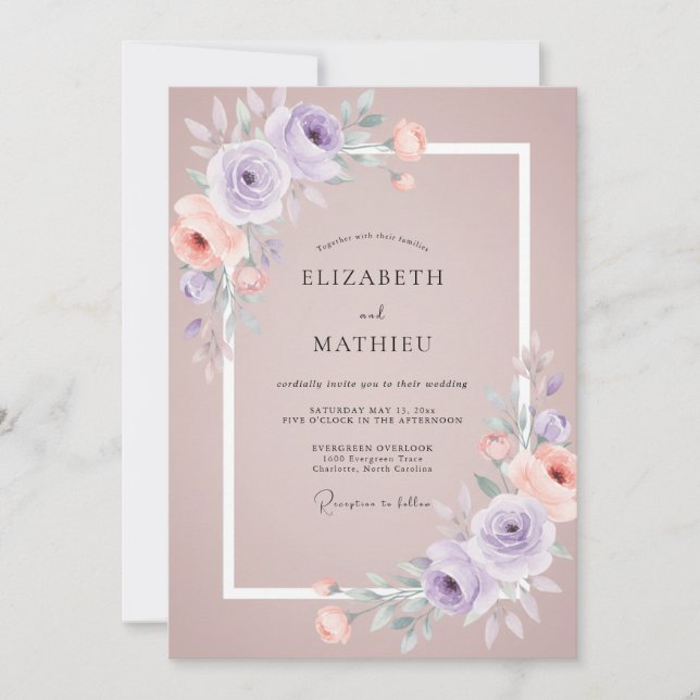 Mauve Romantic Spring Wedding Invitation (Front)