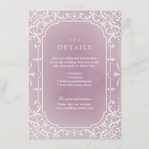 Mauve romantic vintage wedding details card